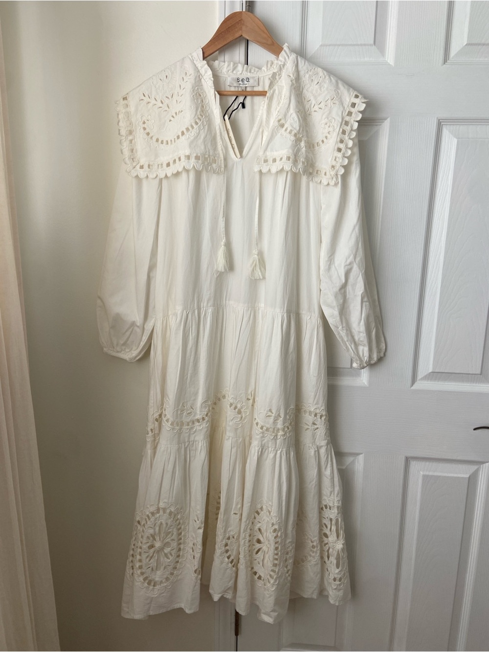 NWT Sea New York Santos eyelet dress size s lace collar - Picture 5 of 11